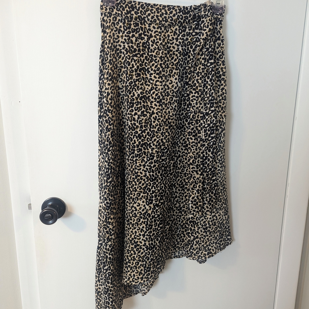 Nine West Asymmetrical Maxi Wrap Skirt Black and Tan